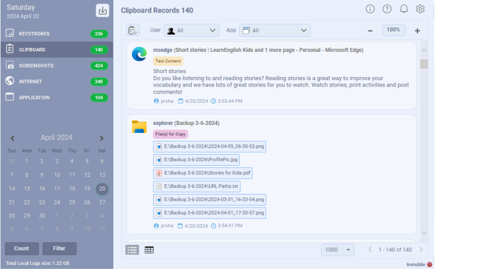 Best Free Keylogger interface