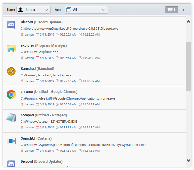 Keystroke Records dashboard
